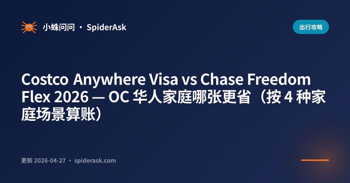 Costco Anywhere Visa vs Chase Freedom Flex 2026 — OC 华人家庭哪张更省（按 4 种家庭场景算账）